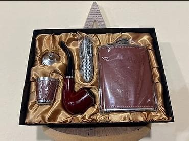 Hədiyyəlik viski/qol cib çaxırı və pipo dəsti Komplektin tərkibi: - 1