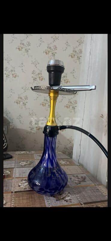 maşın qəlyanı: Nargilə (şişə qablı, şlanqlı) - Elegan dizaynlı şüşə kolba: mavi — 1