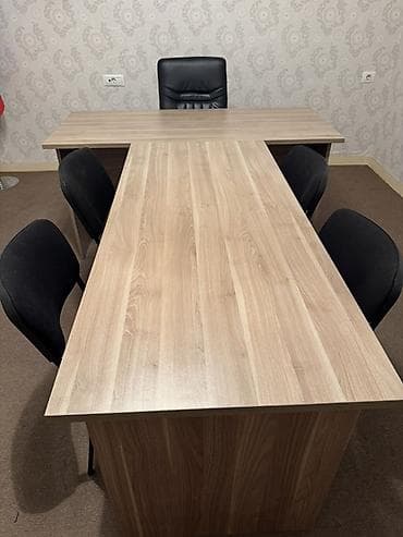 ortopedik oturacaq: Ofis dəsti – rəhbər masası və oturacaqlar - Masa: L formalı, iş və — 1