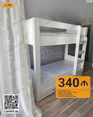 usag maneji: İki mərtəbəli çarpayı – "LA MINI" dizaynı - Material: MDF/laminat (ağ — 1