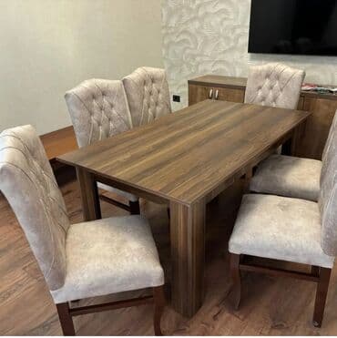 mebel stul: Qonaq otağı üçün, Yeni, Açılmayan, Dördbucaq masa, 6 stul — 1