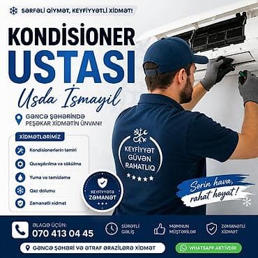 Kondisioner, paltaryuyan və xaladelnik üçün peşəkar ustalıq xidməti –