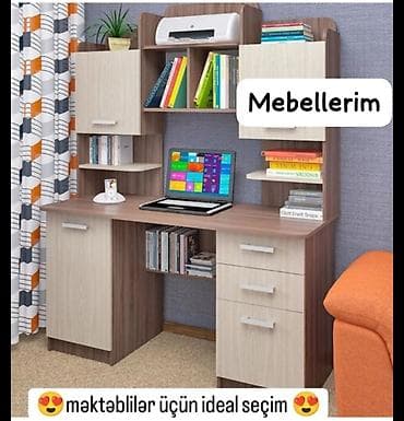2ci el skaf: Düz masa, Stulsuz, Polkalı, Siyirməli, Azərbaycan, Sadə laminat — 1