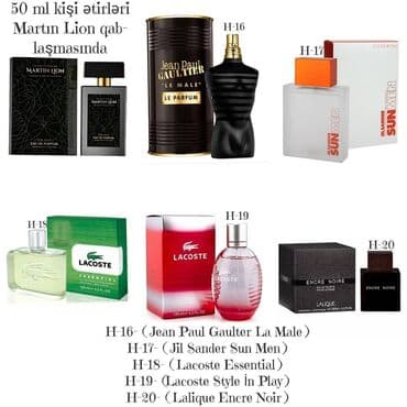 sol de janeiro: 50 ml kişi ətirləri – Martin Lion qablaşdırmasında Model kodları və — 2