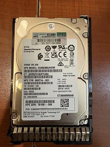3 birinde printer: HPE 300GB 10K SAS server disk (SFF, hot‑swap tray ilə) Yenidir qutuda — 2