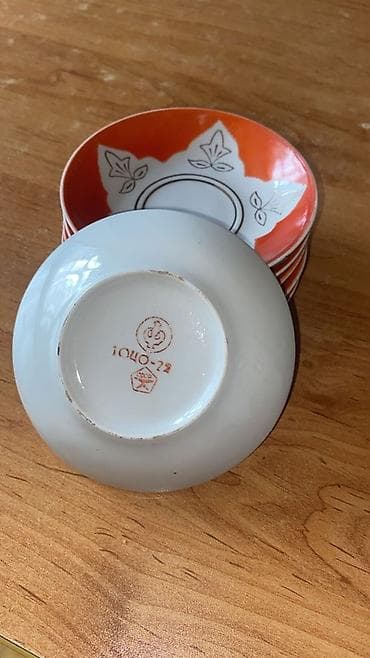 Süfrə qab-qacaqı: Nəlbəkilər, 6 ədədli dəst, rəng - Narıncı, SSRİ — 2