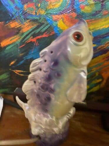 lampalar: Qədimi 1960iller nazik farfor GDR noçnik lampa Balıq Винтажная — 1