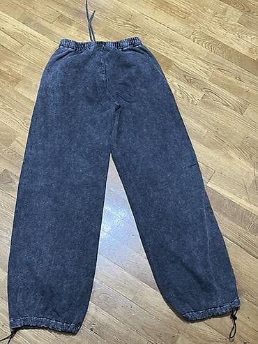Unisex tərzli idman şalvarı - Rəng: Tünd boz/acid wash effektli - — 2