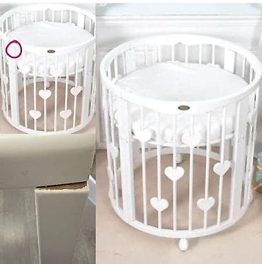 manej besik: Oğlan və qız üçün, İşlənmiş, Yumru, Beşik, Dəstsiz, Matras ilə, Yellənmə mexanizmsiz — 1