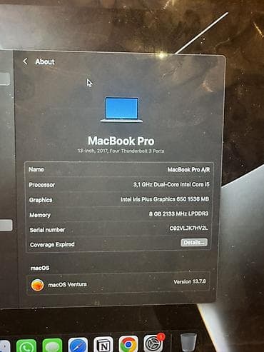 macbook 2017: Apple MacBook Pro 13" (2017) – Space Gray Texniki xüsusiyyətlər: - — 4