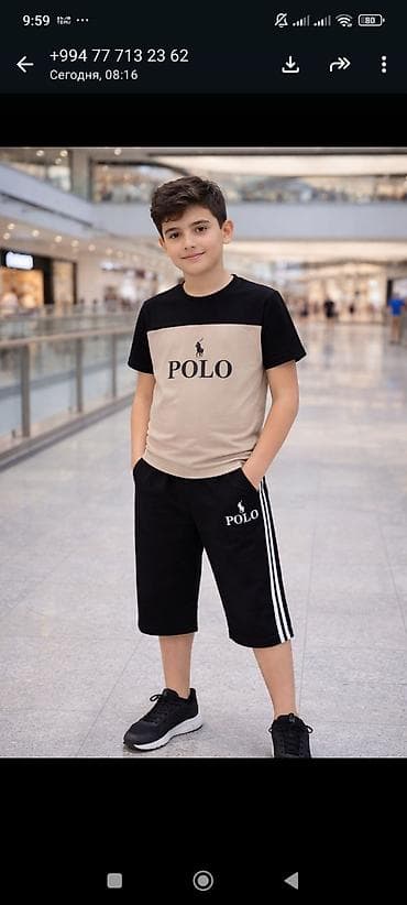 üst geyimləri: Uşaq idman dəsti – Polo loqolu - İki hissədən ibarət: qısaqol köynək — 1