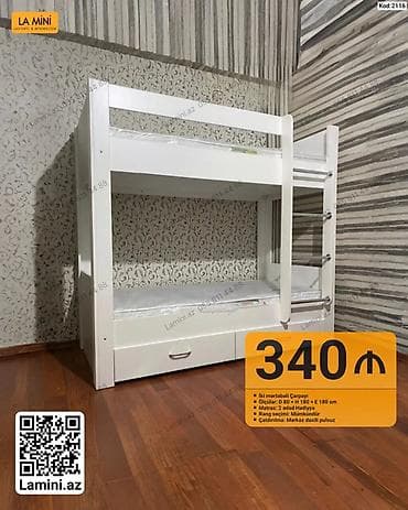 İki mərtəbəli çarpayı - Model: Kod 2116 - Material: ağ rəngli