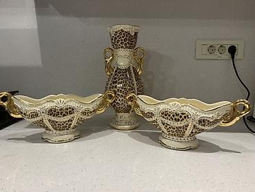 qab qacaqlar: Leopar naxışlı keramika dekor dəsti - Tərkib: 3 hissə — 1 ədəd böyük — 2