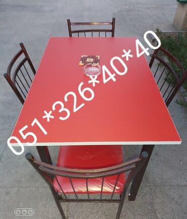 Masa və oturacaq dəstləri: Qonaq otağı üçün, Yeni, Açılan, Dördbucaq masa, 4 stul — 1