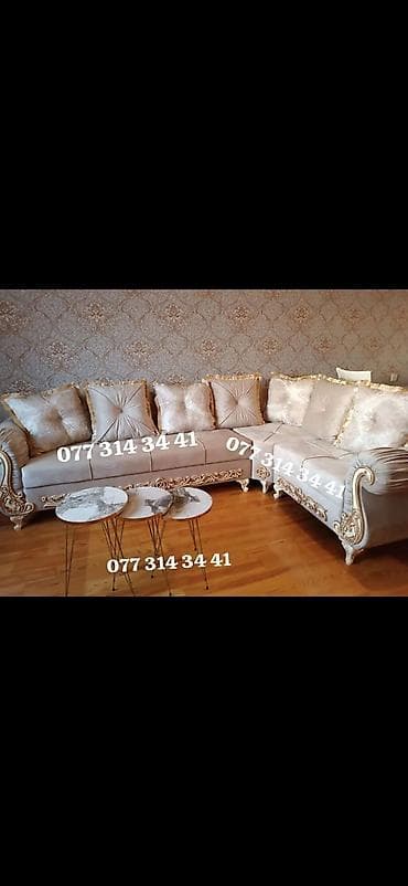 Klassik üslubda bəzədilmiş L formalı künc divan dəsti. Xüsusiyyətlər