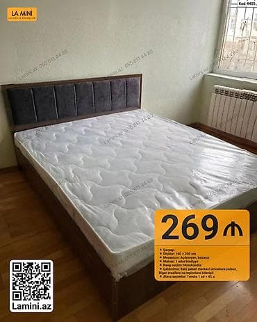 islenmis matras: Çarpayı dəsti – Kod: 4405 - Ölçü: 160 x 200 sm - Mexanizm: açılmayan — 1