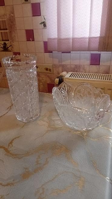 sufre: Xurustal – vaza və meyvə qabı - Material: qalın, şəffaf kəsimli şüşə — 1