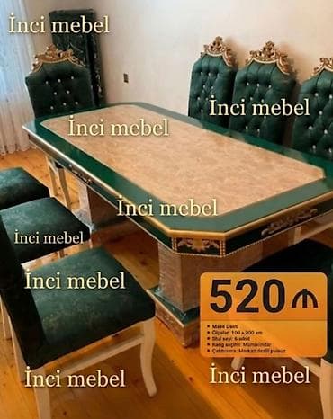 Qonaq otağı üçün, Yeni, Açılmayan, Dördbucaq masa, 6 stul — 1