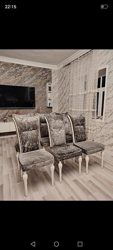 işlenmiş stol: Qonaq otağı üçün, İşlənmiş, rəng - Boz Stul — 1