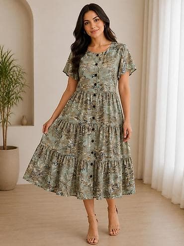 Şəxsi əşyalar: Qadınlar üçün çiçək naxışlı midi don - Model: A-kəsimli, 3 qat ətək — 6
