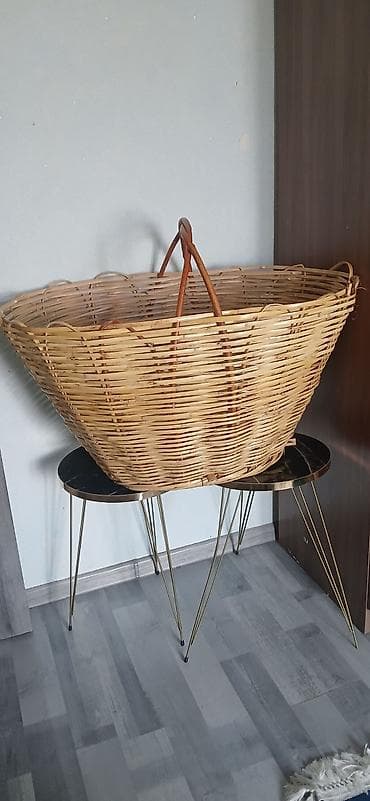 səbətlər: Təbii söyüd çubuqlarından əl istehsalı böyük səbət - Material: təbii — 2