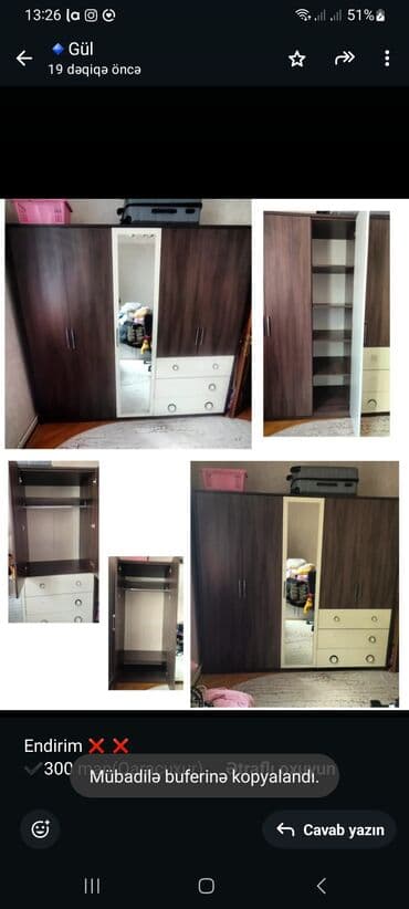 gullerin satisi: Endirim ❌ ❌ ✔️300 man(Qaraçuxur). 5 qapılı Dolab.İdeal — 1