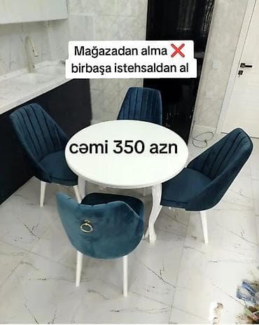 oturaca: Mətbəx üçün, Yeni, Açılmayan, Yumru masa, 4 stul — 1