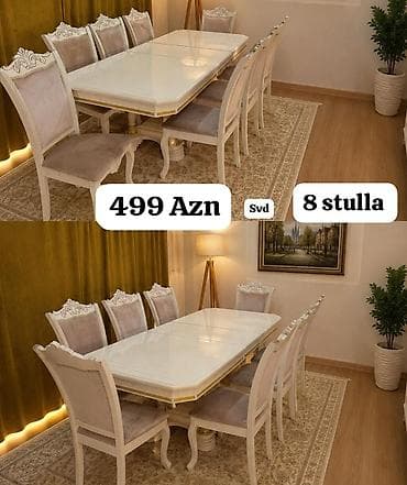 stul plastik: Masa dəsti satılır 500 Azn . 8 oturacağı var. Açılır. Ünvan — 1