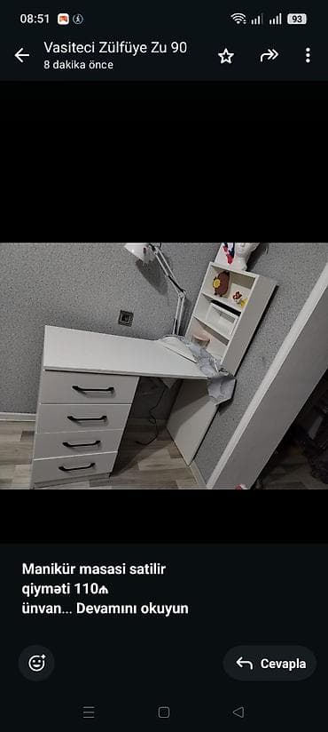 *Manikür masasi satilir* *qiyməti 110₼* *ünvan Hövsan z⁹⁰kod4084* *250 lalafo.az -da *Manikür masasi satilir* *qiyməti 110₼* *ünvan Hövsan z⁹⁰kod4084* *250