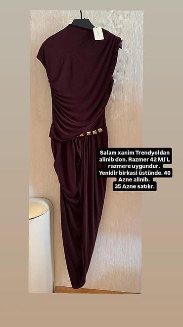Trendydol brendli qadın donu - Rəng: tünd bənövşəyi (burgundy) -