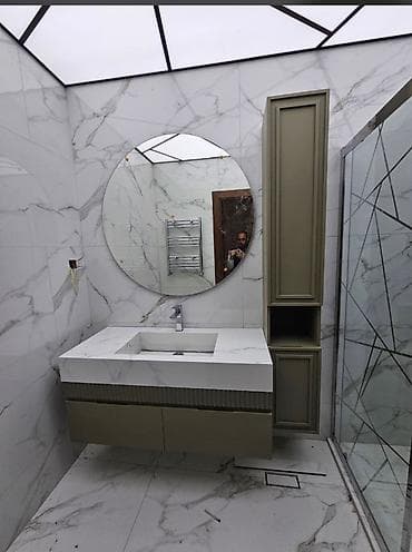 Mərmər naxışlı vanna otağı mebeli və aksesuar dəsti - Üst hissə: Ağ