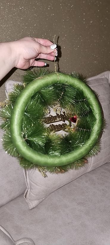 yazi lovhe: Yeni il/Qış bəzək çələngi - Qapı, divar və vitrin üçün asma dekor - — 3