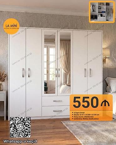 ayaggabi dolabi: LA Mini – 6 qapılı dolab - Model: 6 qapılı, iki güzgülü ön panel - — 1