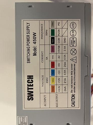 Kompüter ehtiyyat hissələri: Qida bloku 450 W, Yeni — 2