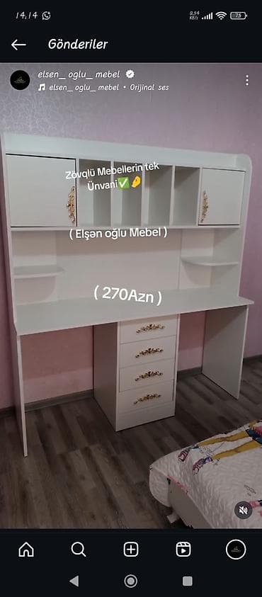 Sifarişlə ev mebeli: Düz masa, Stulsuz, Polkalı, Siyirməli, Rusiya, Mat laminat — 1