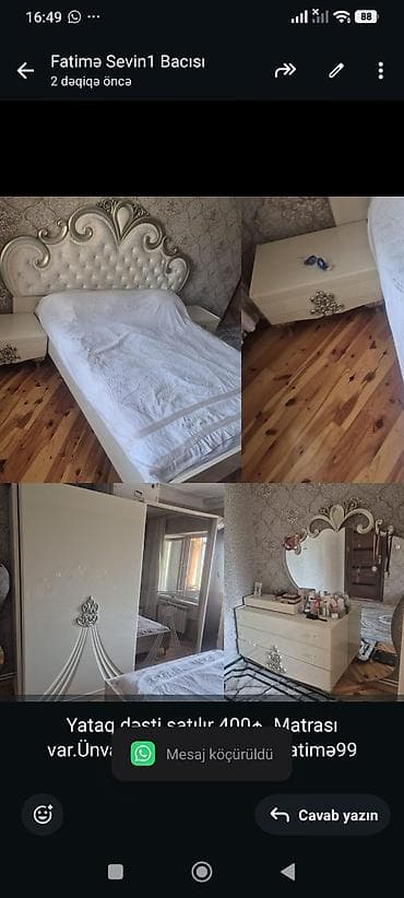 sumqayit ucuz kamot: Yataq dəsti satılır 400₼. Matrası var.Ünvan Sumqayıt. 8662. Fatimə99 — 1