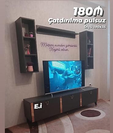 divarda kitab refleri: Düz TV altlığı, Polkalı, Laminat — 1