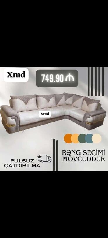 угловые диваны в баку: Угловой диван, Раскладной, Ткань — 14