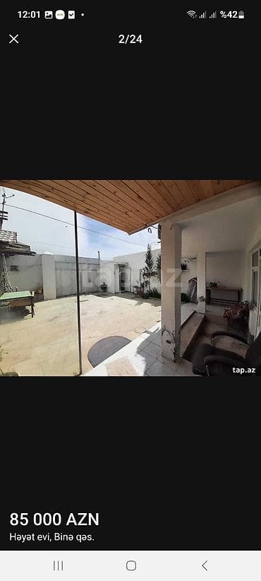 bina az ev alqi satqisi: Binə qəsəbəsində həyət evi. ışıq, qaz, su, kombi, 5 otaqlı sənət — 2