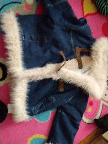 qız uşaq geyimləri: Məhsul: uşaq üçün denim kürk detalı palto - Material: tünd mavi denim — 3