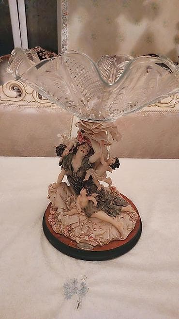 xani baliq: Dekorativ şüşə meyvə/snickers qabı – bədii heykəl kompozisiyalı - Üst — 1