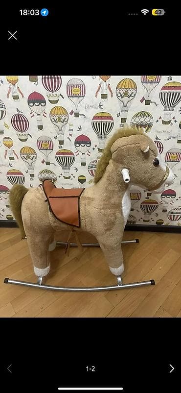 Uşaq yelləncək at oyuncağı - Material: yumşaq plyuş gövdə, rahat — 1