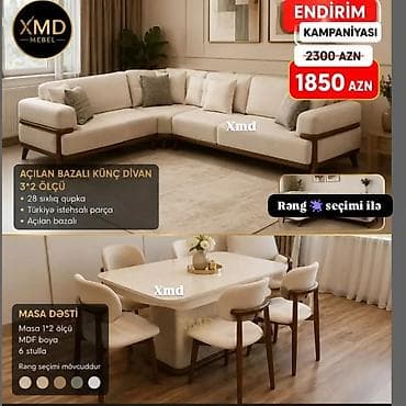 reception masa: XMD Mebel – künc divan və masa dəsti Künc divan: - Ölçü: 3×2 - Açılan — 4