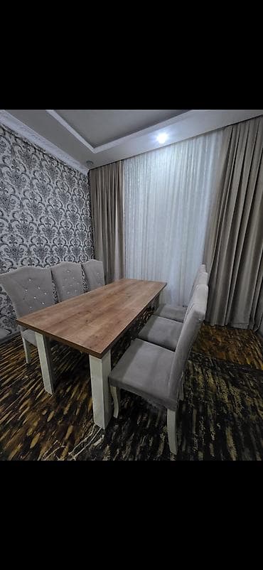 Masalar: Qonaq otağı üçün, Açılmayan, Dördbucaq masa, 6 stul — 1