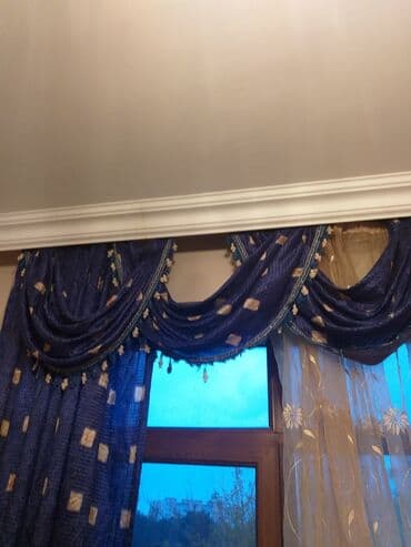 tüller: İşlənmiş, Pərdə, rəng - Göy, Ünvandan götürmə — 2