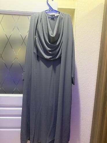 epl voyc 8: Boz rəngli uzun don - Model: drapeli “cowl” yaxalı, axıcı kəsim - — 3