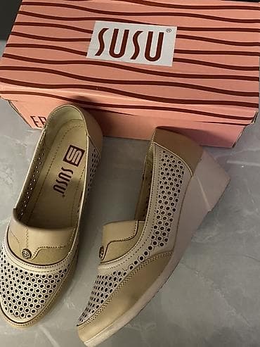 SUSU qadın ayaqqabısı - Ölçü: 36 - Rəng: bej + qızılı tonlar - Üst