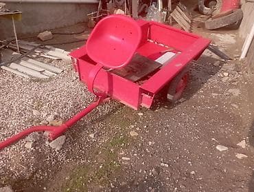 start stop qurasdirilmasi: Qırmızı rəngli iki təkərli qoşqu araba - Metal konstruksiya, qaynaqla — 3