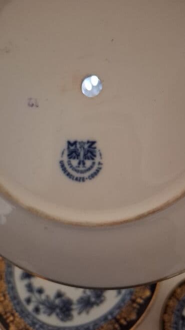 şirniyyat qablari: Tort və şiriniyyat qabı, rəng - Göy, Farfor, Almaniya — 2