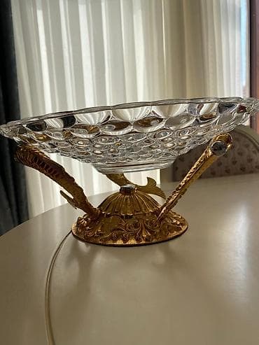 meyve qabl: Şüşə meyvə/qəlyanaltı qabı – dekorativ klassik dizayn - Material — 2